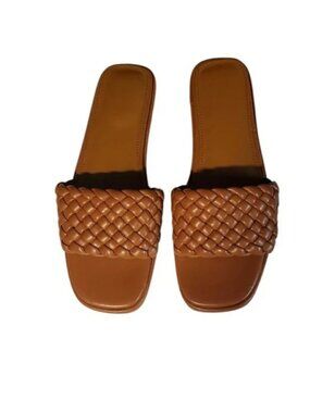 Nine West Women's, Brown, Faux Leather, Basket Weave, Flat Sandals, 7M